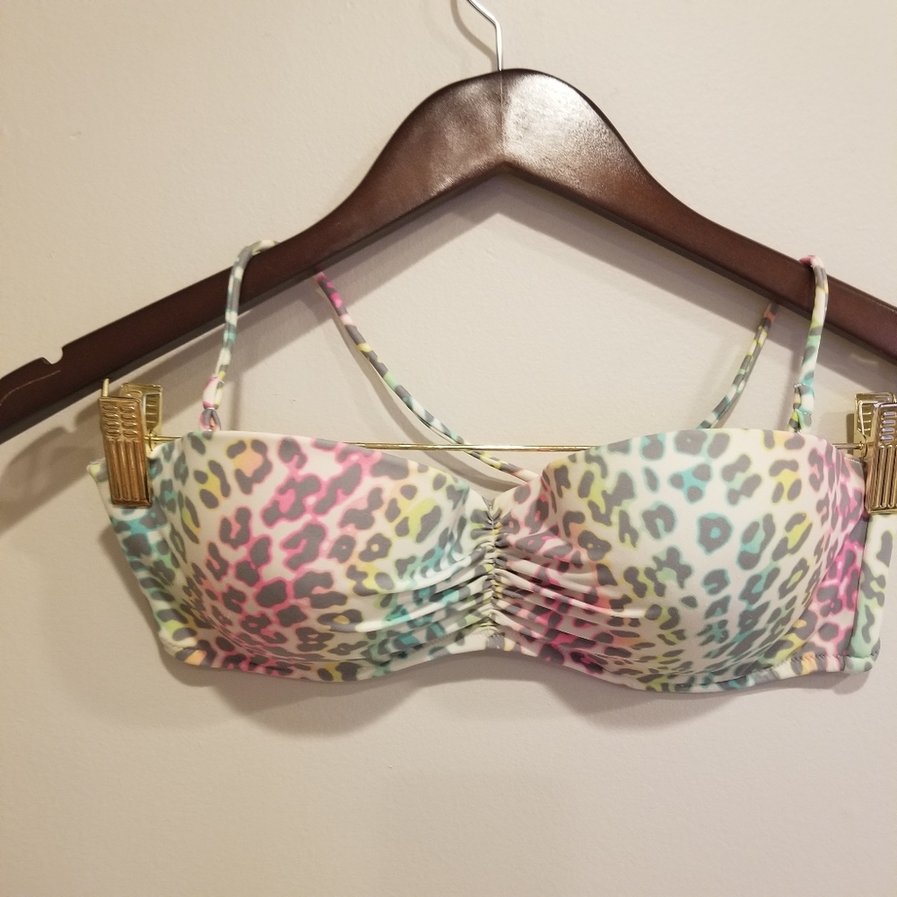 Victoria's Secret Bikini Top Leopard Rainbow 36C